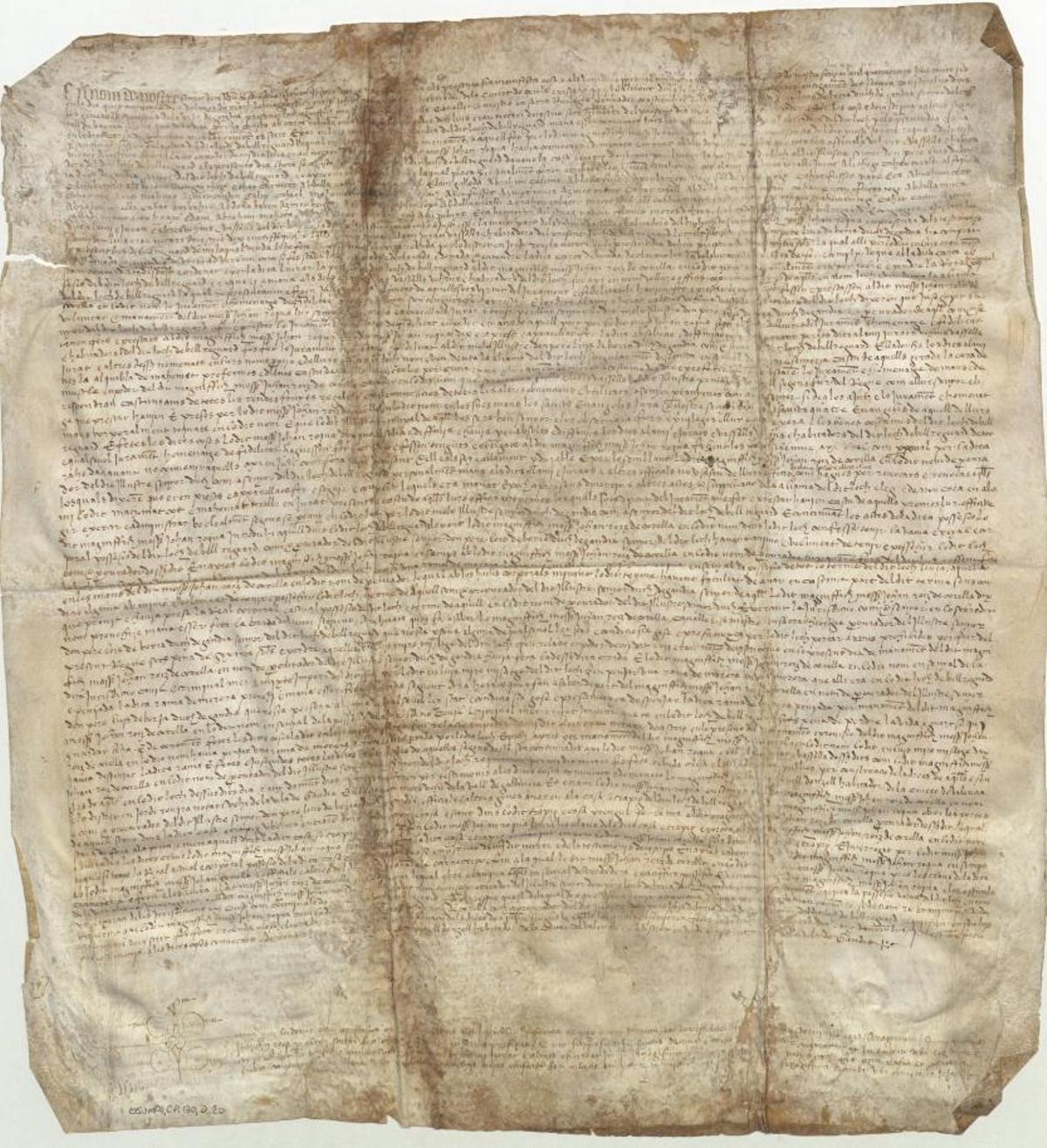Pressa de possessió del lloc de Bellreguard per part dels procuradors de Pere Lluís de Borja en nom d’aquest. 10 març de 1486 ( AHNOB, OSUNA,CP130,D.20)