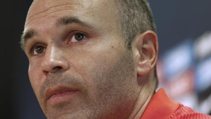 Andrés Iniesta, durante la rueda de prensa.