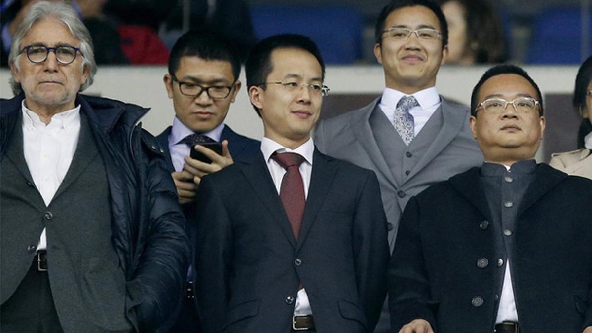 Chen Yansheng y los suyos, en el partido entre el Espanyol y el Villarreal este pasado sábado