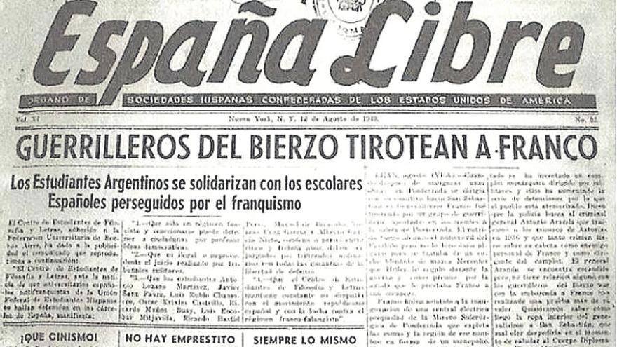 Portada del diario España Libre, editado en EE UU, del ‘ataque’ en 1949.