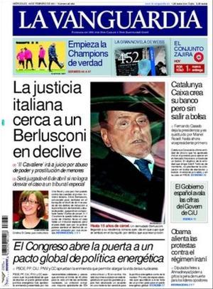 ’La Vanguardia’ destaca també que Francisco Camps es considera el candidat més recolzat de la democràcia, que Europa amplia la seva flota de coets per llançar satèl·lits de qualsevol dimensió, i que el conseller Recorder recrimina a Foment que no inverteix el que es va pactar a Catalunya.
