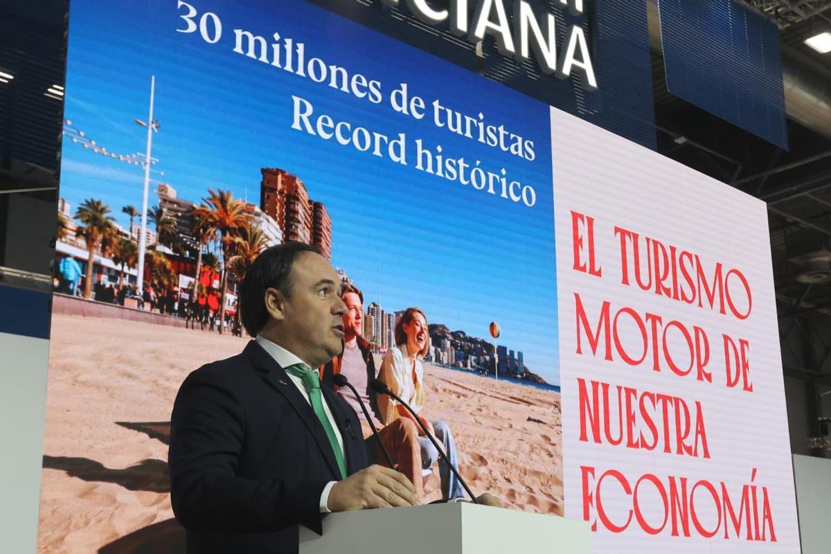 El president, Juanfran Pérez Llorca, este dimecres, en Fitur