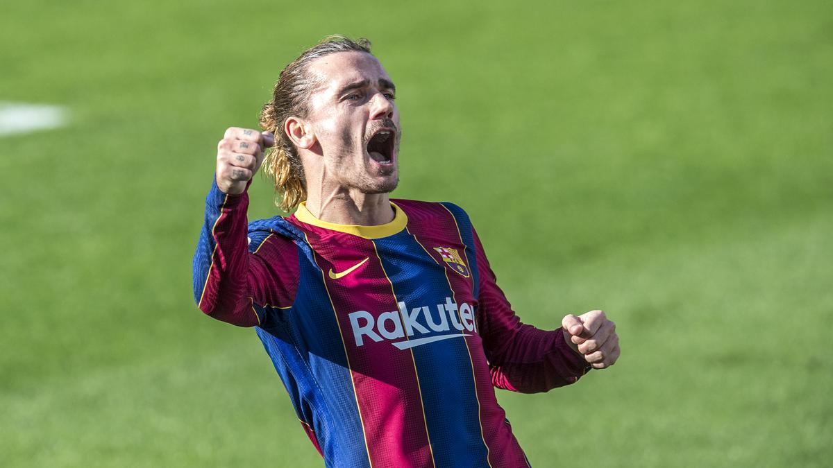 Griezmann celebra un gol en el Camp Nou.