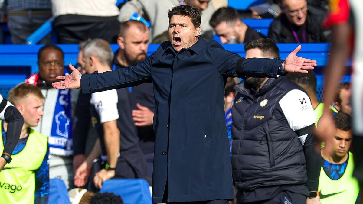 Mauricio Pochettino, el entrenador del Chelsea, en el partido del sábado ante el Brentford en Stamford Bridge.