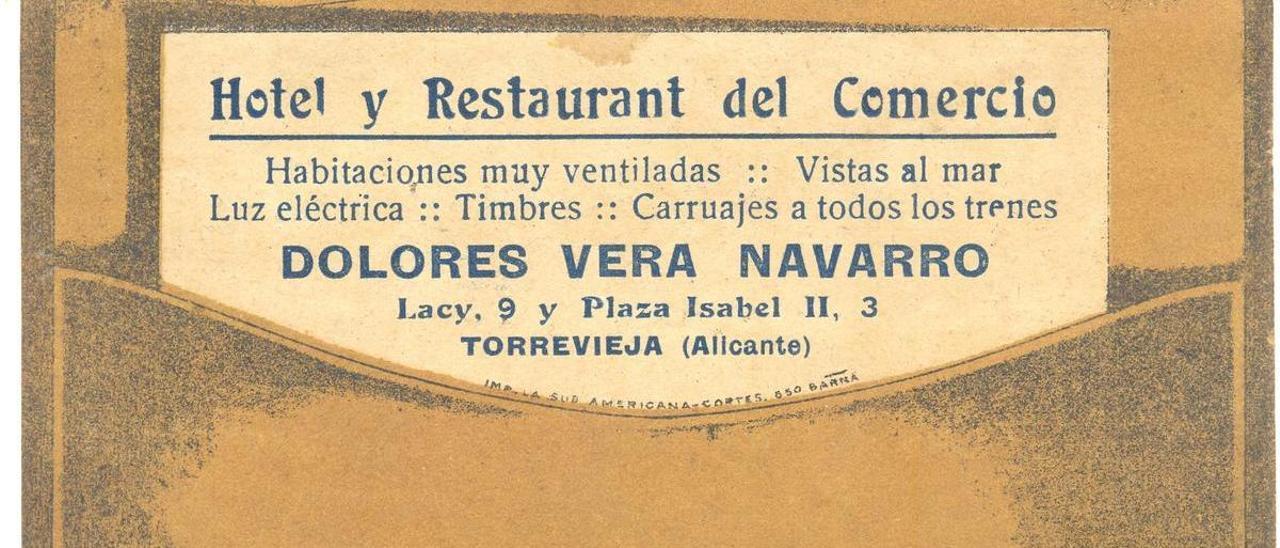 Ilustración que mostraba los servicios del Hotel El Comercio de Torrevieja