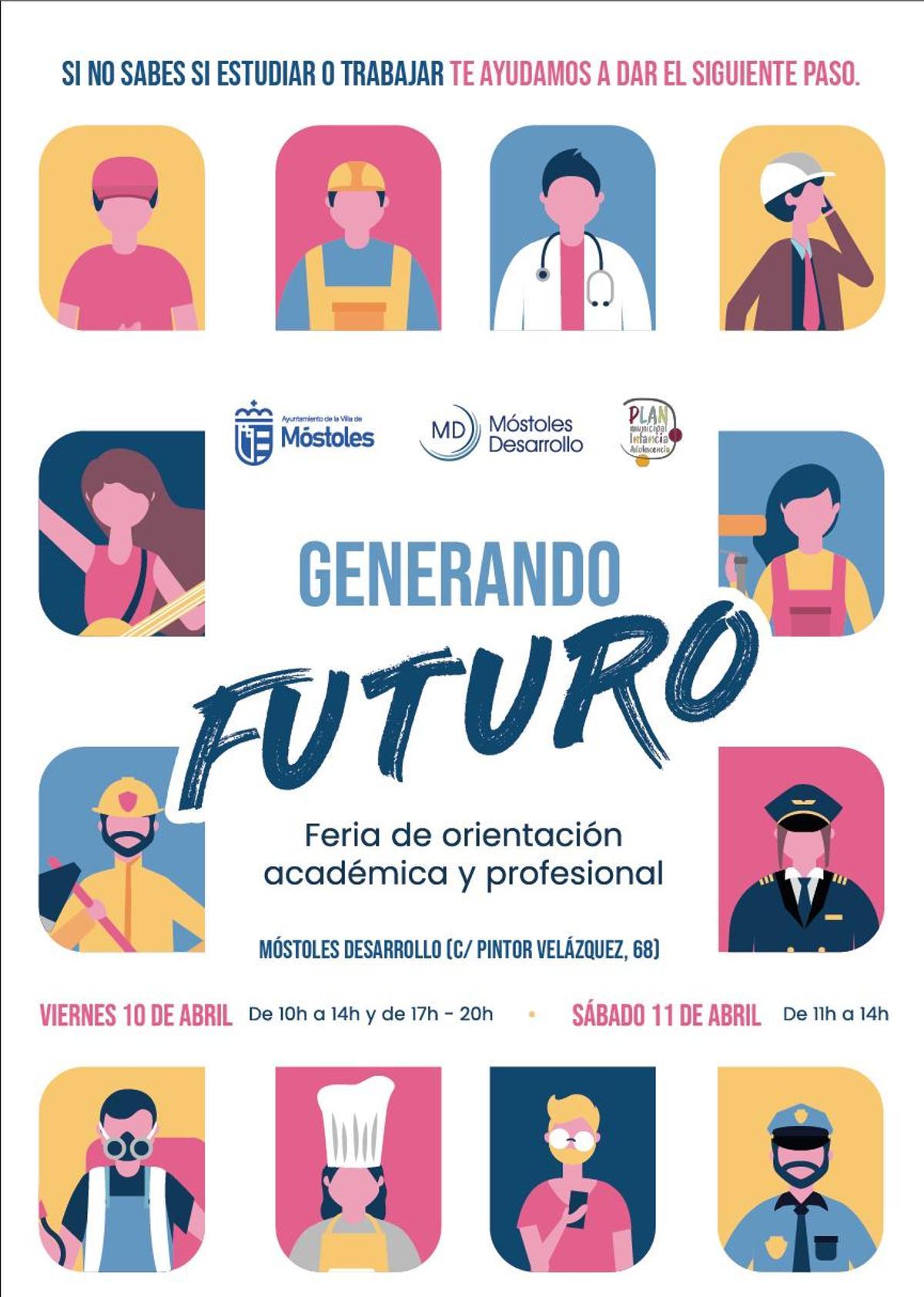 Cartel de la feria de empleo para jóvenes de Móstoles
