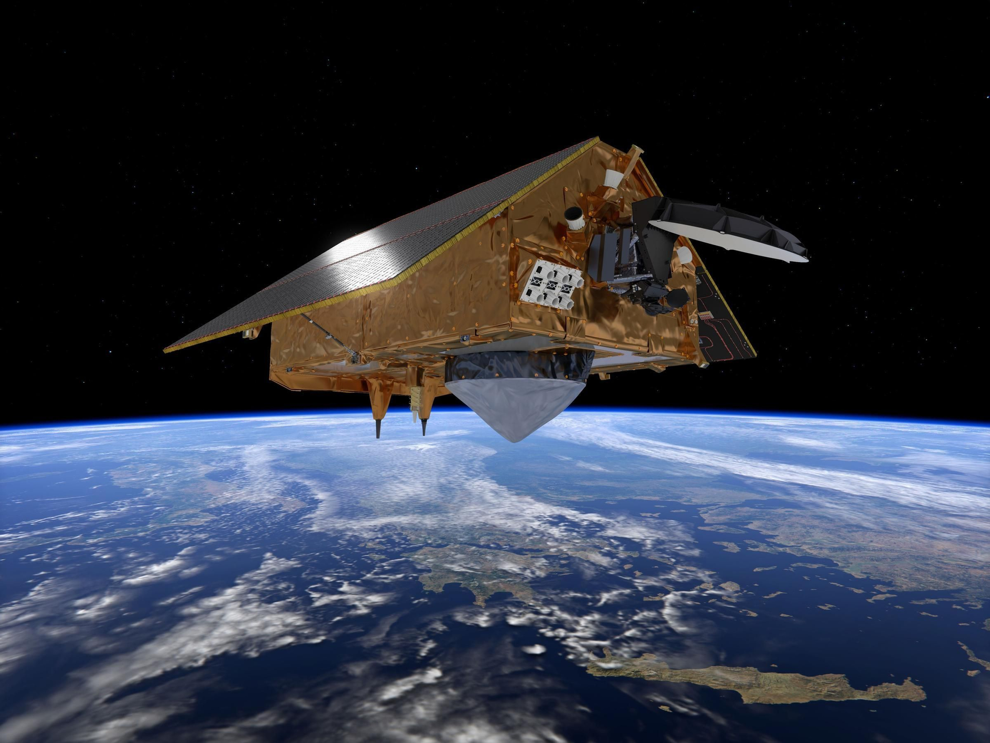 El satélite Sentinel-6, dedicado a mesurar los niveles del mar como parte del proyecto Copernicus, el Programa de Observación de la Tierra de la Unión Europea, en julio de 2020.