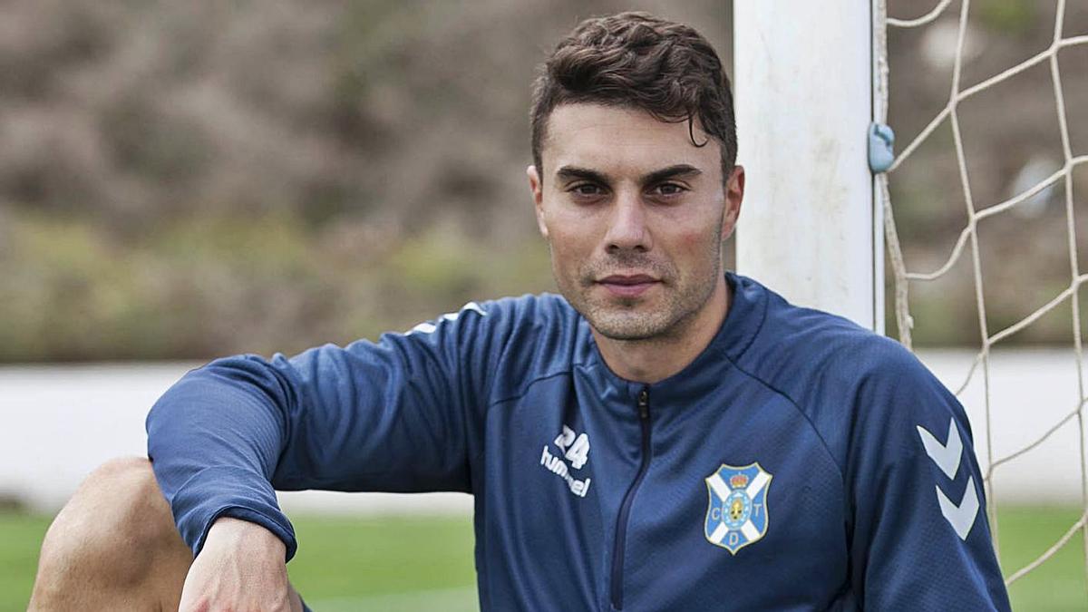 José Naranjo, tras un entrenamiento en su primera temporada como futbolista del Tenerife, la 2018/19.