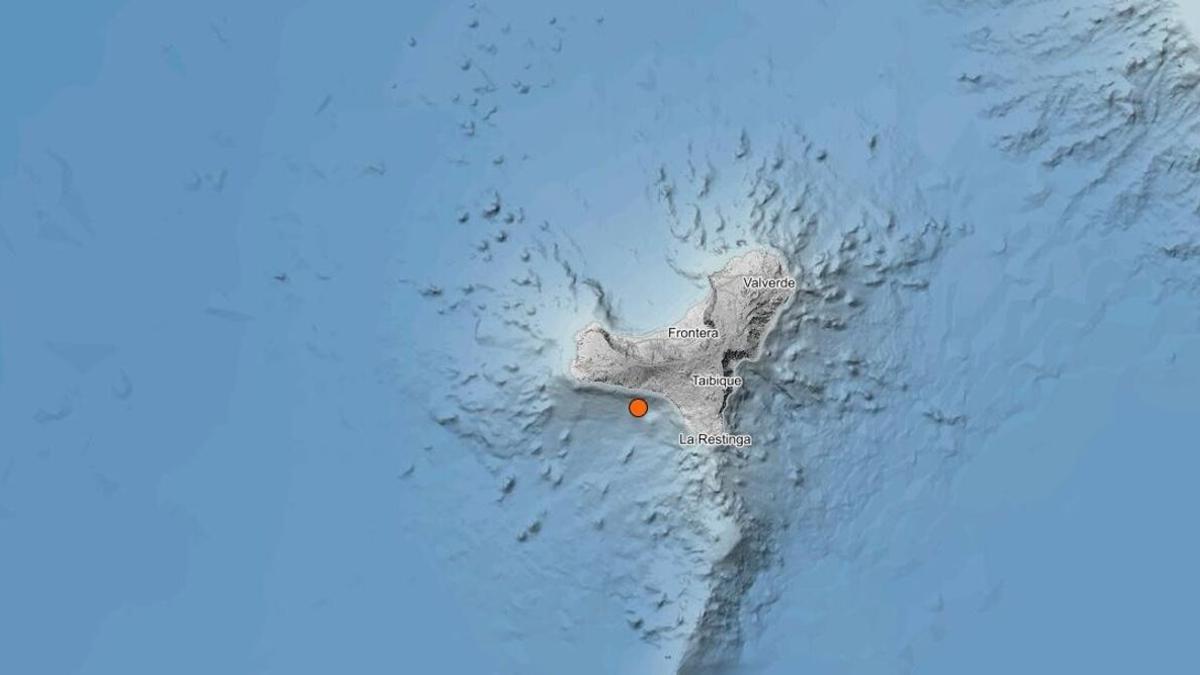 Localización del terremoto en El Hierro.