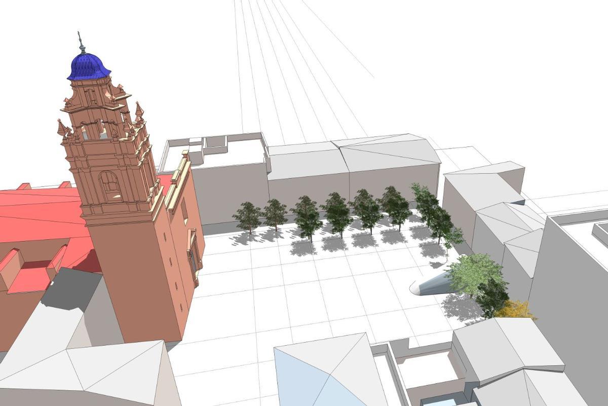 Recreación de la plaza de la Iglesia.