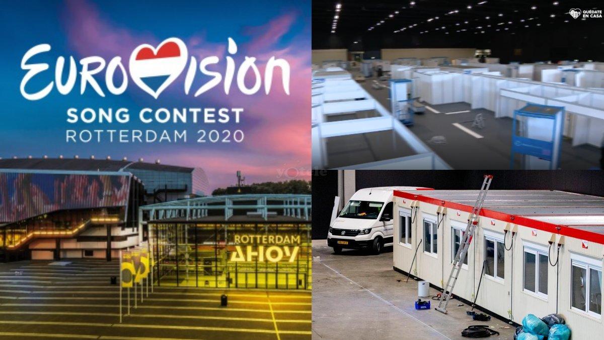 Los trabajos de transformación del Rotterdam Arena, la que iba a ser la sede de Eurovisión 2020, en un hospital de campaña