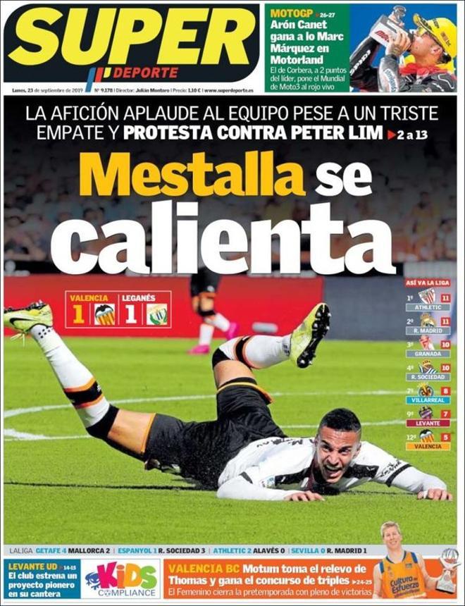 Portada del Superdeporte del 23 de septiembre de 2019