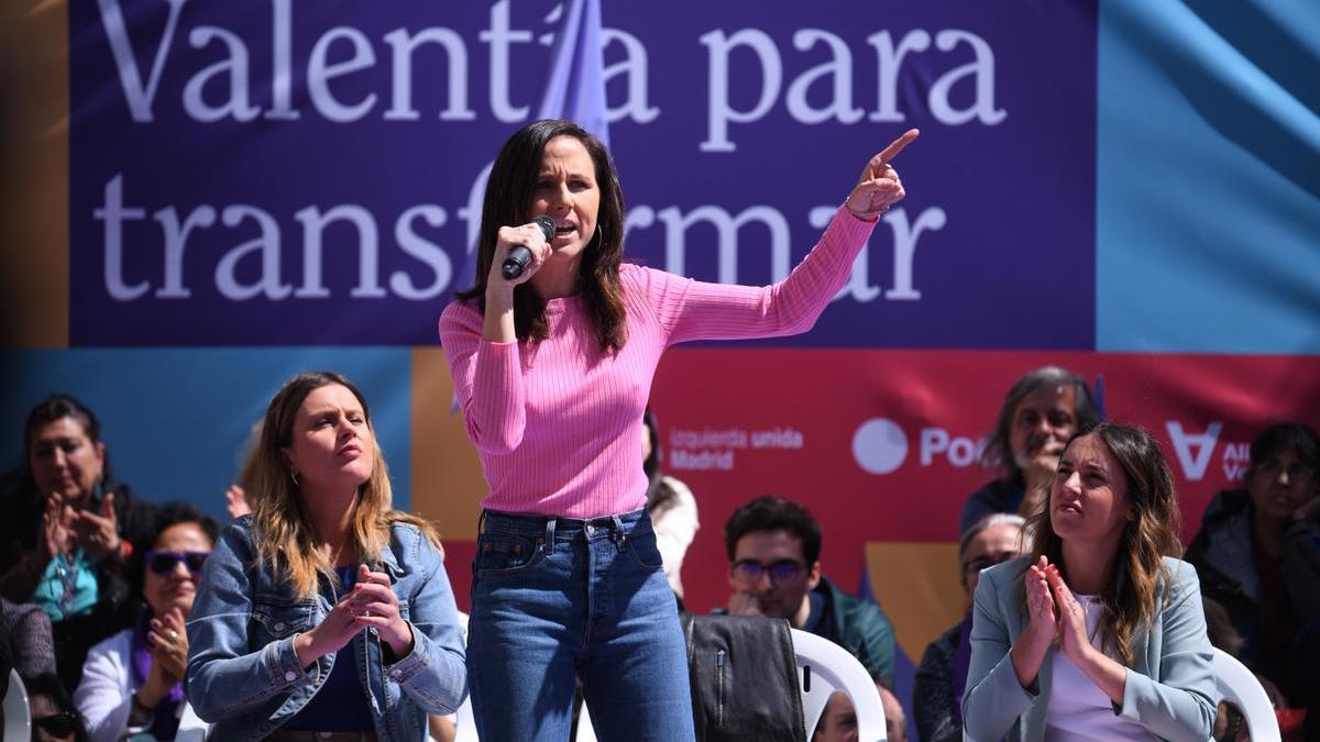 La secretaria general de Podemos, Ione Belarra, en un acto este sábado.