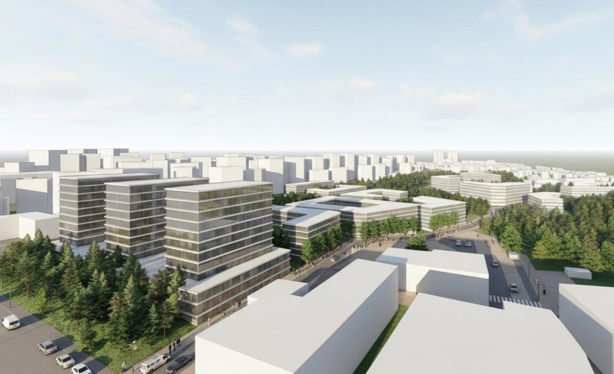 Infografía del Proyecto de Interés Autonómico (PIA) que la Xunta de Galicia plantea en el ámbito del Ofimático en Vigo.