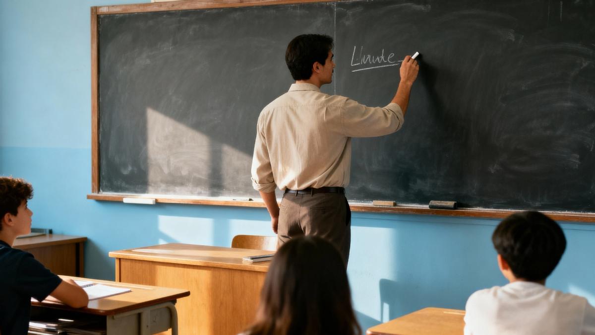 Profesor dando clase en aula