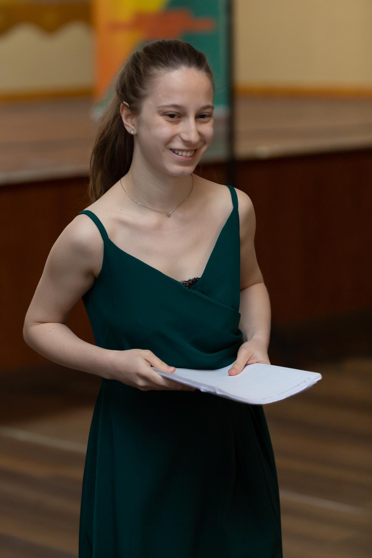 La pianista Natalie Schwamova, tras resultar ganadora el concurso.