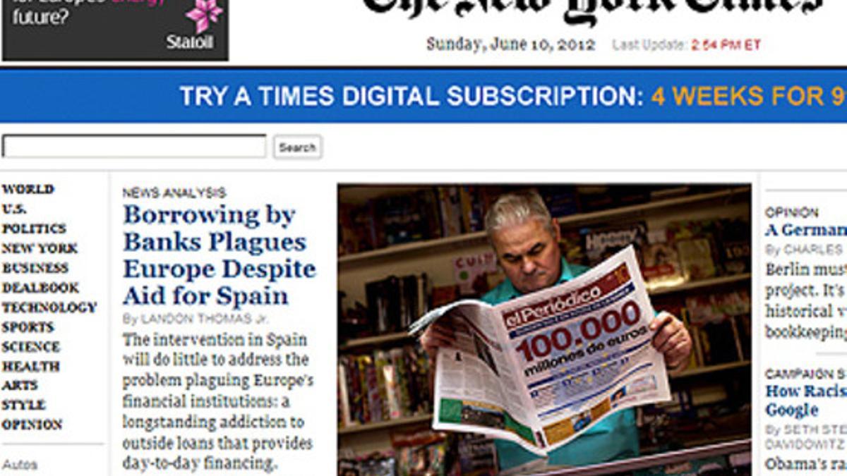 La portada de la web de 'New York Times'.