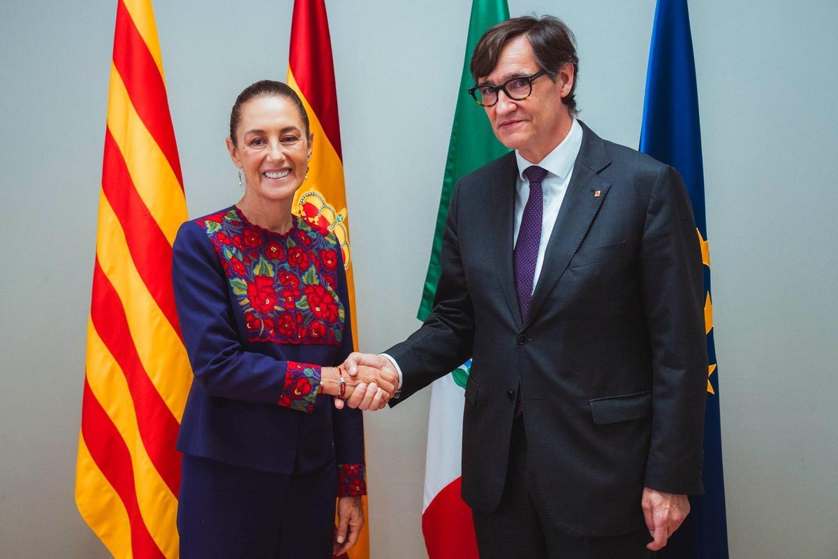 La presidenta de México, Claudia Scheinbaum, y el president de la Generalitat, Salvador Illa.