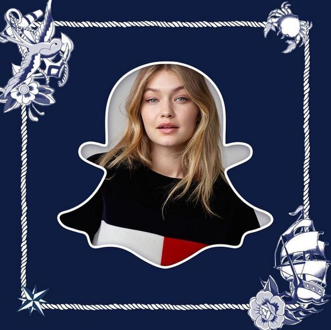 Gigi Hadid y Tommy Hilfiger en Snapchat