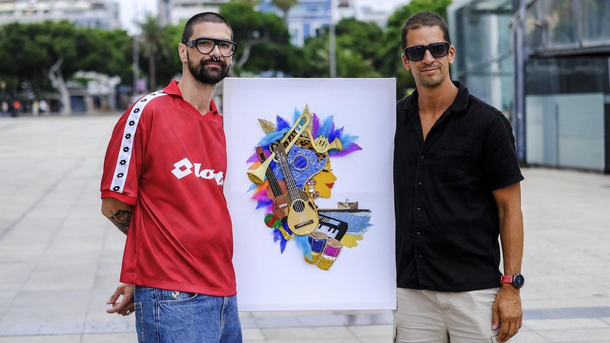 Nabíl Concepción y Ernesto Santana con su cartel Musa