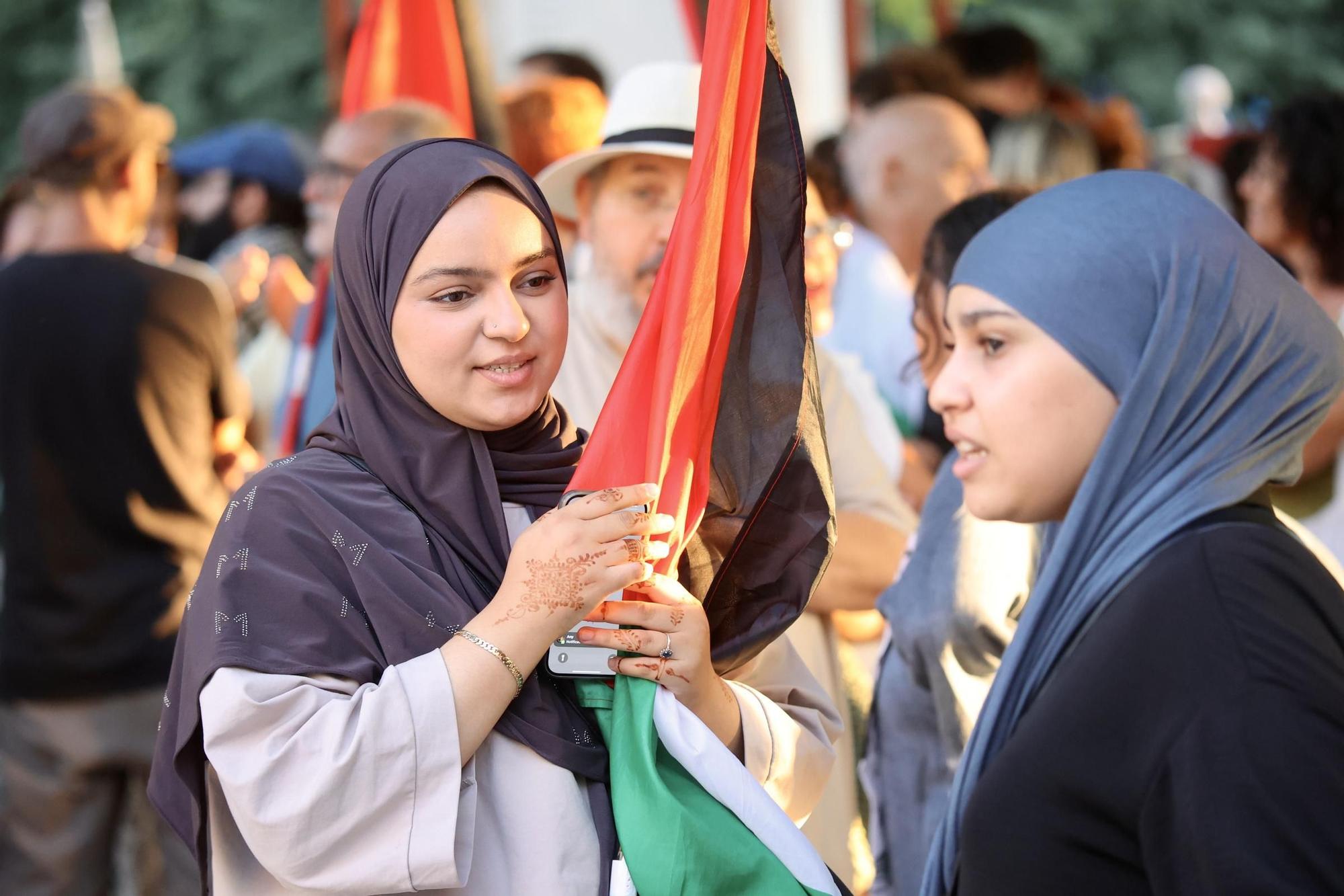 Así se vivió la concentración en apoyo a Palestina frente a la Delegación del Gobierno