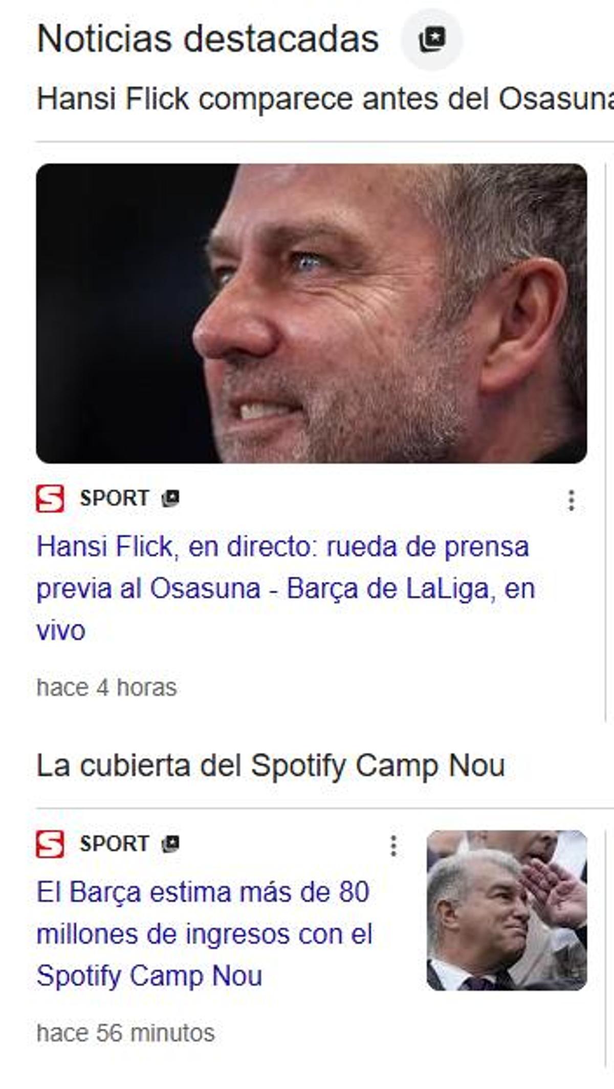 Así se ven las noticias destacadas de SPORT