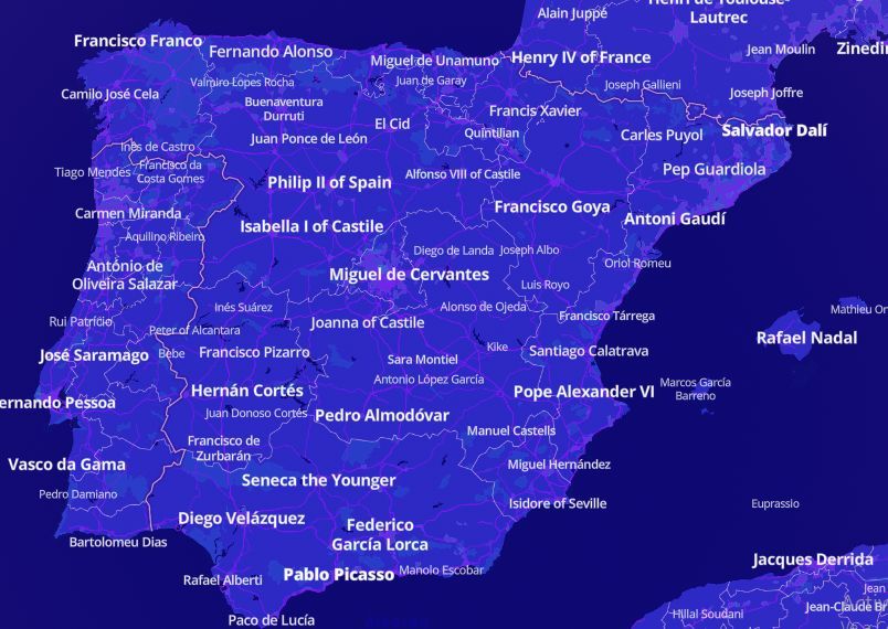 El mapa interactivo de &quot;Notable People&quot; muestra a los personajes más relevantes de cada ciudad