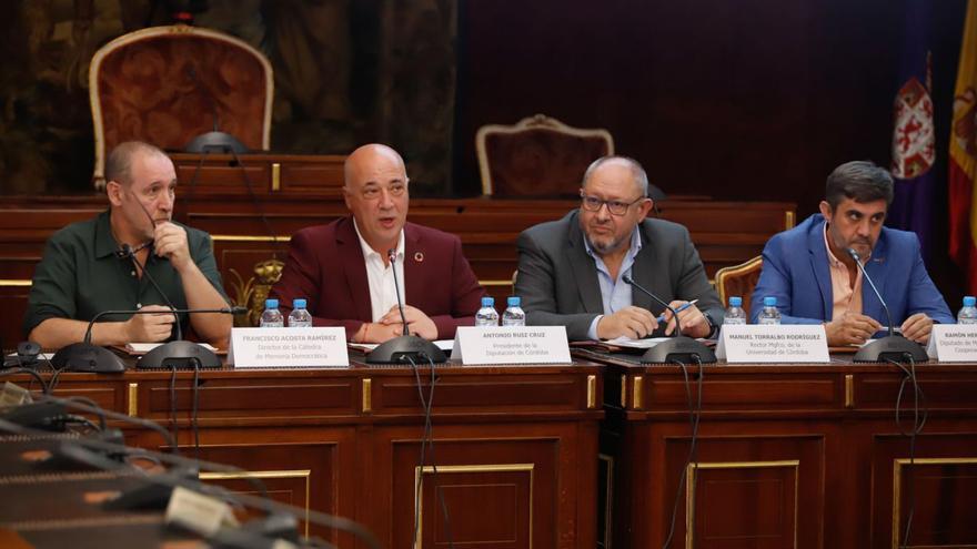 Francisco Acosta, Antonio Ruiz, Manuel Torralbo y Ramón Hernández en la Diputación.