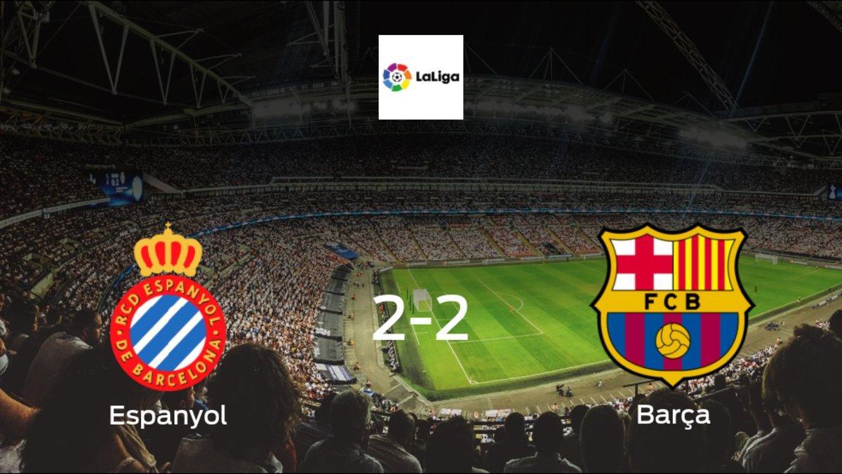 Espanyol and Barcelona ended the game with a 2-2 draw at Rcde Stadium