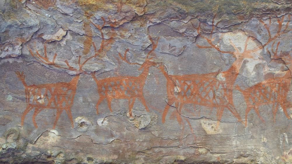 Grupo de ciervos  del conjunto rupestre de Syamla