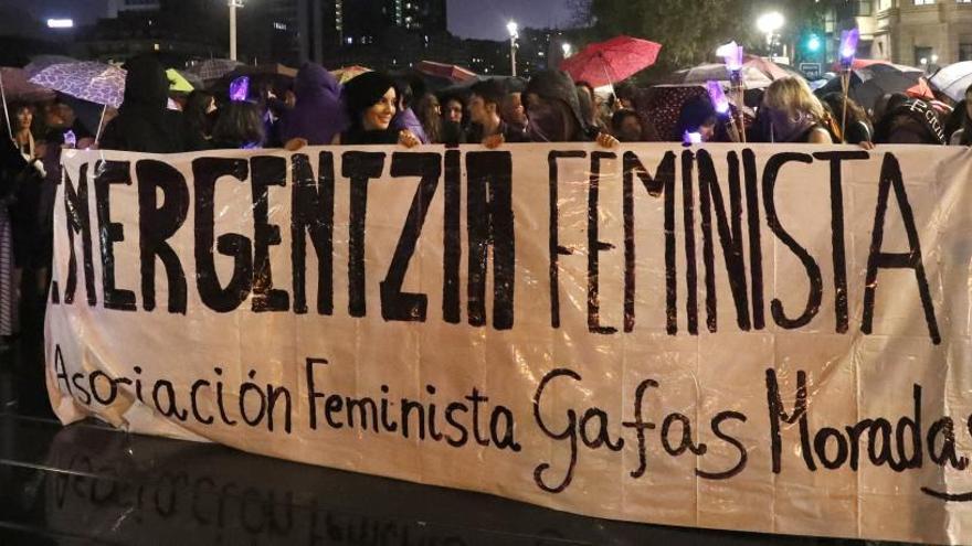 Manifestación contra la violencia machista en Bilbao.