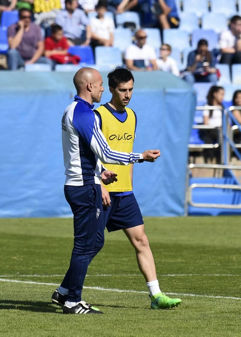 Entrenamiento a puerta abierta del Real Zaragoza en La Romareda