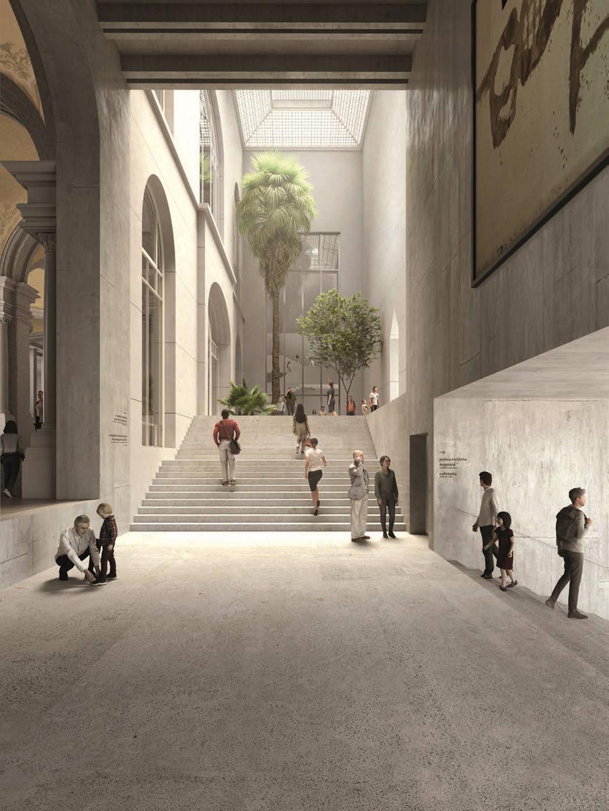 Recreación de nuevo acceso al Palau Nacional