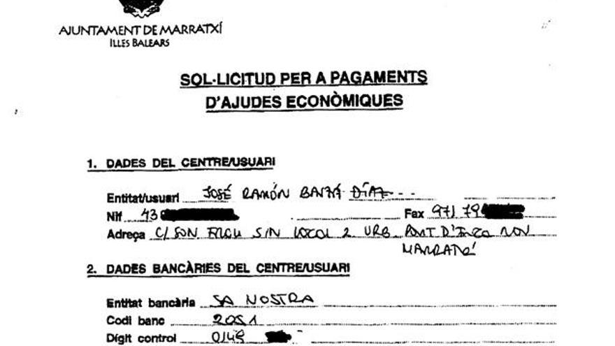 La farmacia del presidente del Govern aporta sus datos bancarios al ayuntamiento de Marratxí, para solicitar el pago de un medicamento sufragado por el municipio. La petición fue formulada cuando Bauzá ya estaba en el Consolat.