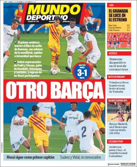 Portada MUNDO DEPORTIVO domingo 13 septiembre 2020