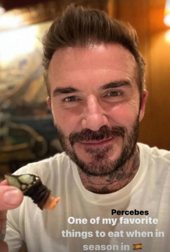 David Beckham comiendo percebes en España