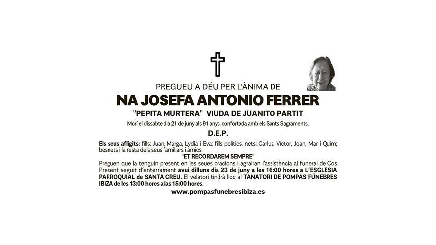Esquela Josefa Antonio Ferrer