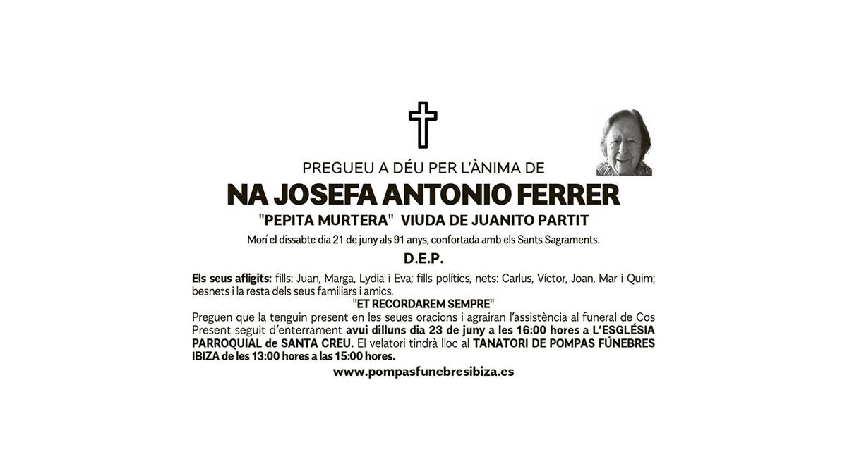 Esquela Josefa Antonio Ferrer