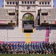 Foto de familia en Montjuïc antes de las semifinales de la Champions