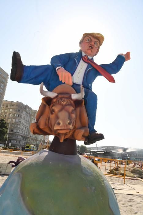 Montaje de la falla de San Juan en Riazor