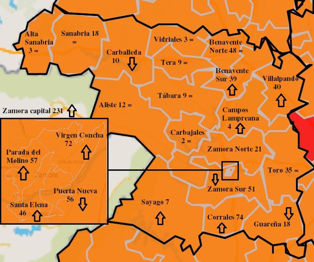 La capital lidera los contagios en el mapa COVID de Zamora