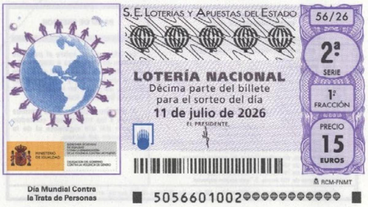 Boleto de la Lotería Nacional del 11 de julio de 2026