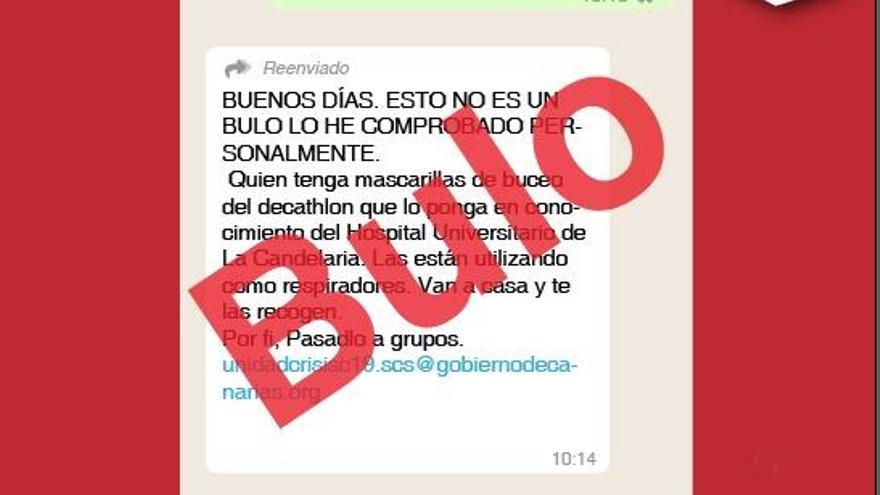 Tuit publicado por Sanidad para desmentir el bulo.