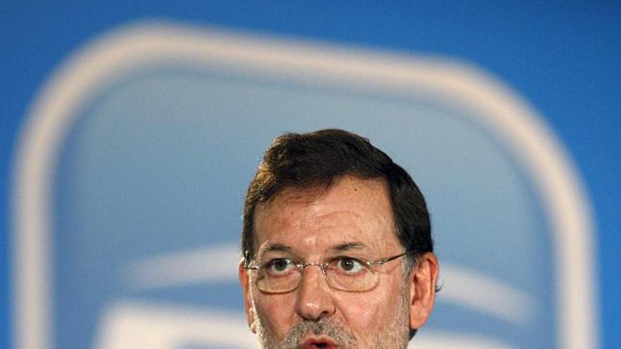El líder del PP, Mariano Rajoy, durante el acto de clausura de la reunión con alcaldes de su partido.
