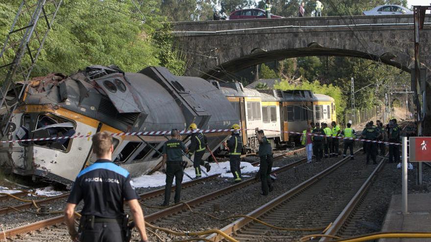 Estado en que quedó el Tren Celta siniestrado.