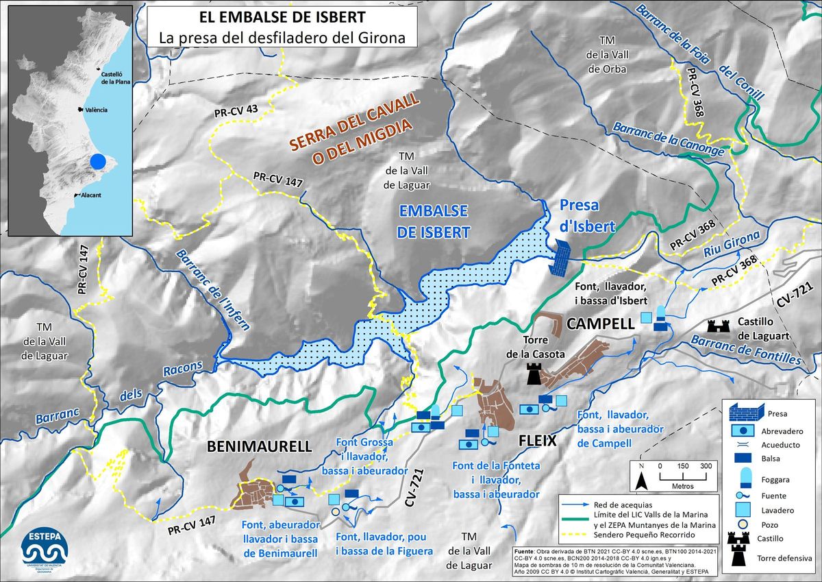 Mapa del embalse de Isbert.