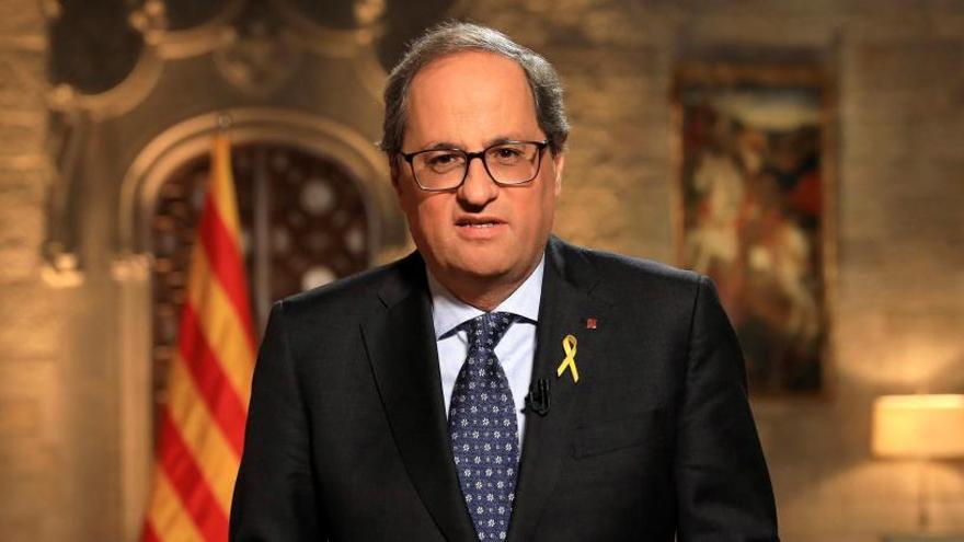 Quim Torra, durante el discurso institucional.