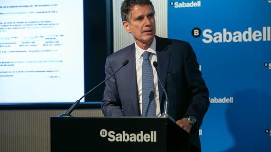El consejero delegado del Sabadell, Jaume Guardiola, ayer.