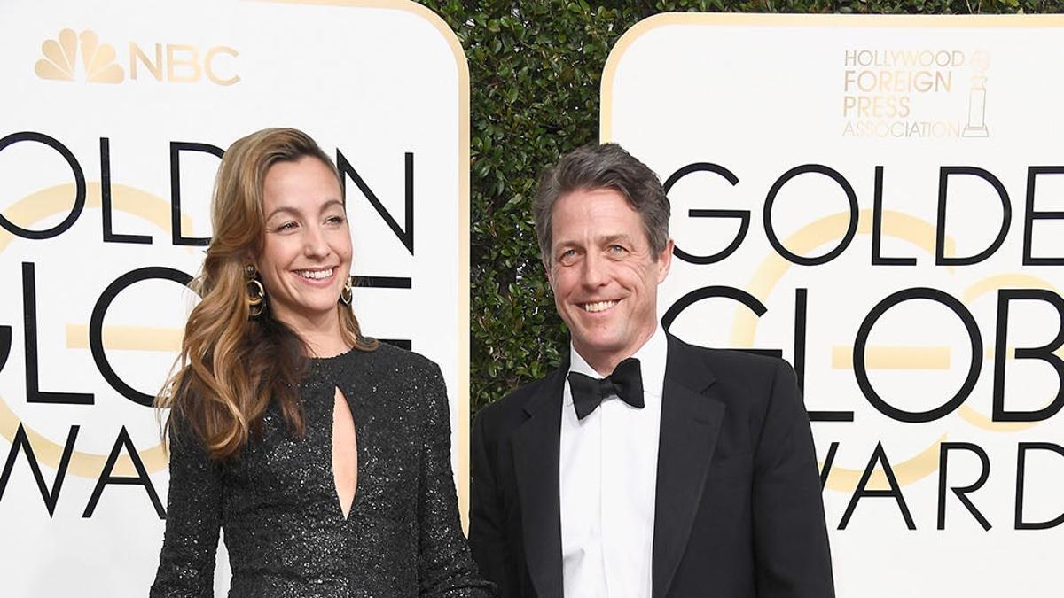Globos de Oro 2017: Hugh Grant con su novia, Anna Elisabet Eberstein