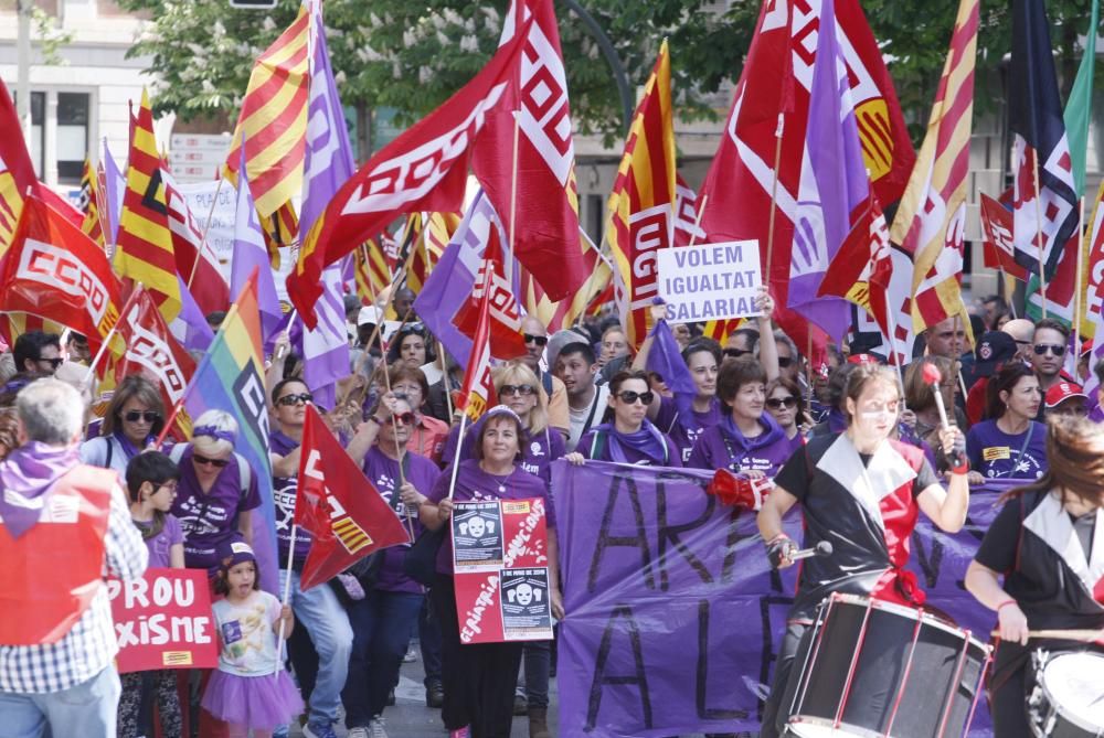 Manifestació del Primer de maig a Girona.